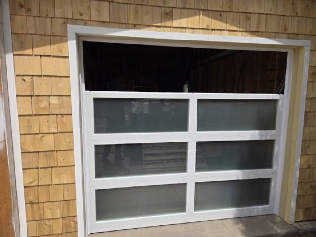 Modern glass-panel garage door